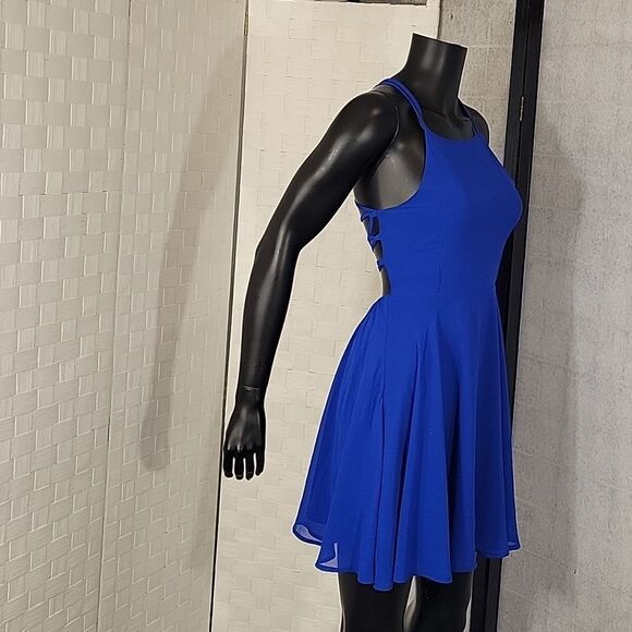 LULUS GOOD DEEDS ROYAL LACE UP STRAPLESS MINI DRESS - Picture 7 of 14